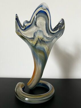 Vintage Murano Trumpet Vase with Serpentine Base
